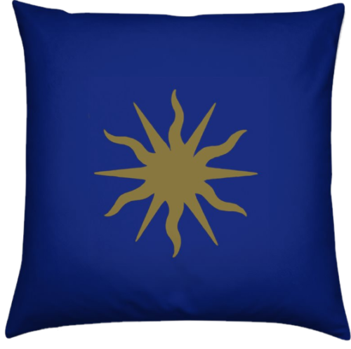 Royal-Blue-Gothic-Pillow-with-a-Powdering-of-Deep-Gold-Stars-front