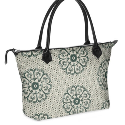 designer-tote-handbag-japanese-flowers-and-dotted-hexagons