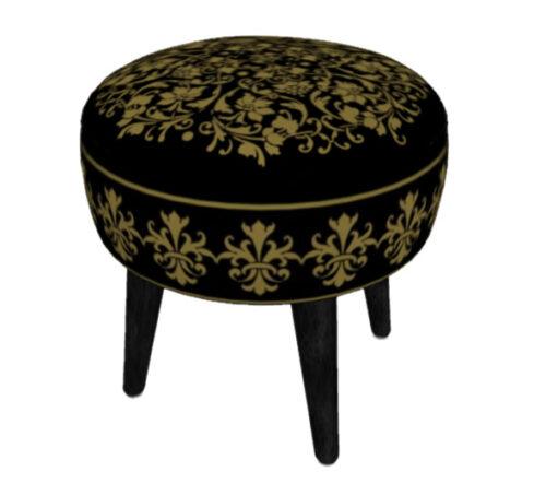 black-and-gold-damask-stool
