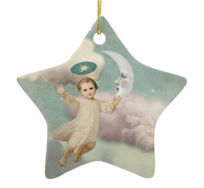 A-Child-from-the-Clouds-is-Born-in-Bethlehem-Ceramic-Christmas-Ornament-front