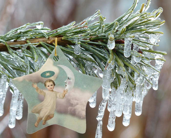 A-Child-from-the-Clouds-is-Born-in-Bethlehem-Ceramic-Christmas-Ornament-in-situ