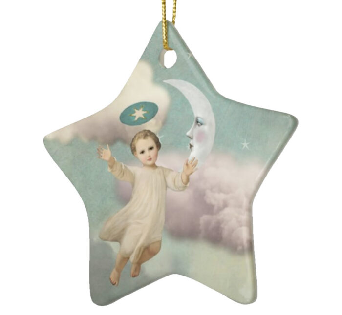 A-Child-from-the-Clouds-is-Born-in-Bethlehem-Ceramic-Christmas-Ornament-left
