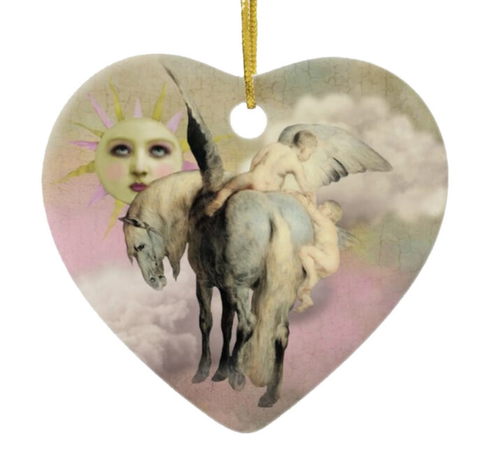 Putti-Mount-Pegasus-in-the-Clouds-Ceramic-Christmas-Ornament-front