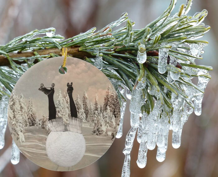 Rare-Snowroller-in-Colorado-Ceramic-Christmas-Ornament-in-situ