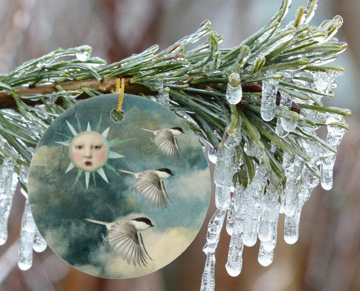The-Charismatic-Black-Capped-Chickadee-Ceramic-Christmas-Ornament-in-situ