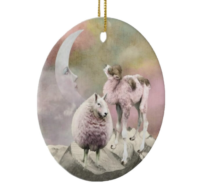 The-Sheep-and-Camel-Explore-the-Precipice-Ceramic-Christmas-Ornament-right