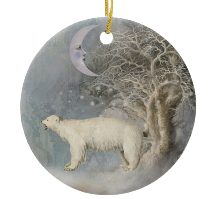 The-Spectacle-of-A-White-Bear-Ceramic-Christmas-Ornament-front