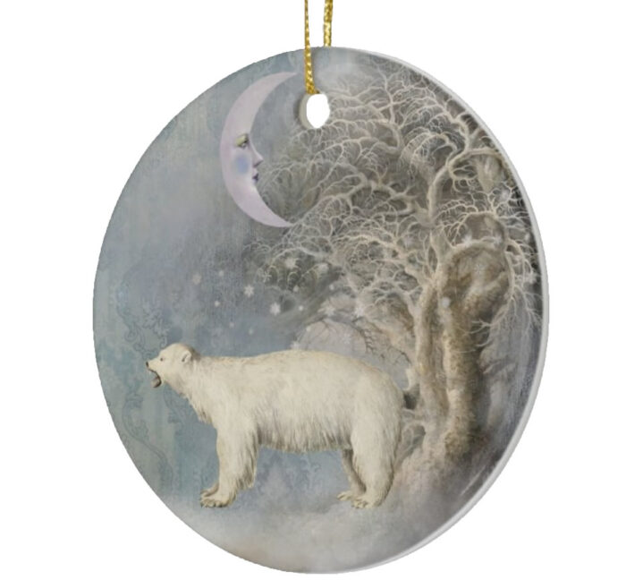 The-Spectacle-of-A-White-Bear-Ceramic-Christmas-Ornament-left